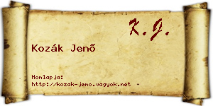 Kozák Jenő névjegykártya